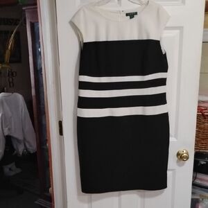 Ralph Lauren Black and White Sleeveless Sheath Dress